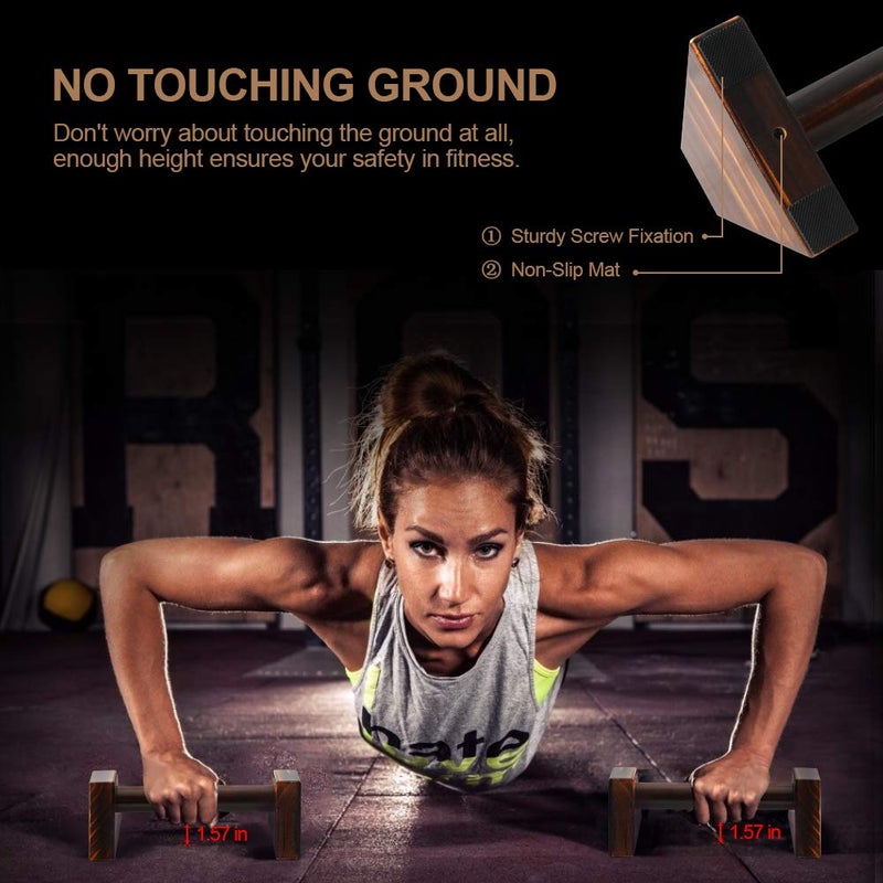 airogym Push-up Stand, 2 PCS Wood Pushup Bars Non-Slip Base Exercise Home Workout Equipment, 30CM Wooden Parallettes Handle Stands Grip for Men Strength Training, Planks Calisthenics - Image 5